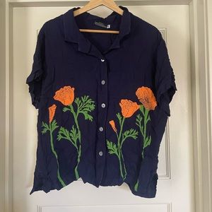 big bud poppy button-up shirt size l
